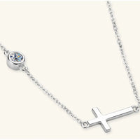 Cross 925 Sterling Silver Moissanite Necklace - Coolpeacock