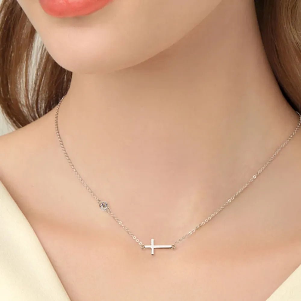 Cross 925 Sterling Silver Moissanite Necklace - Coolpeacock