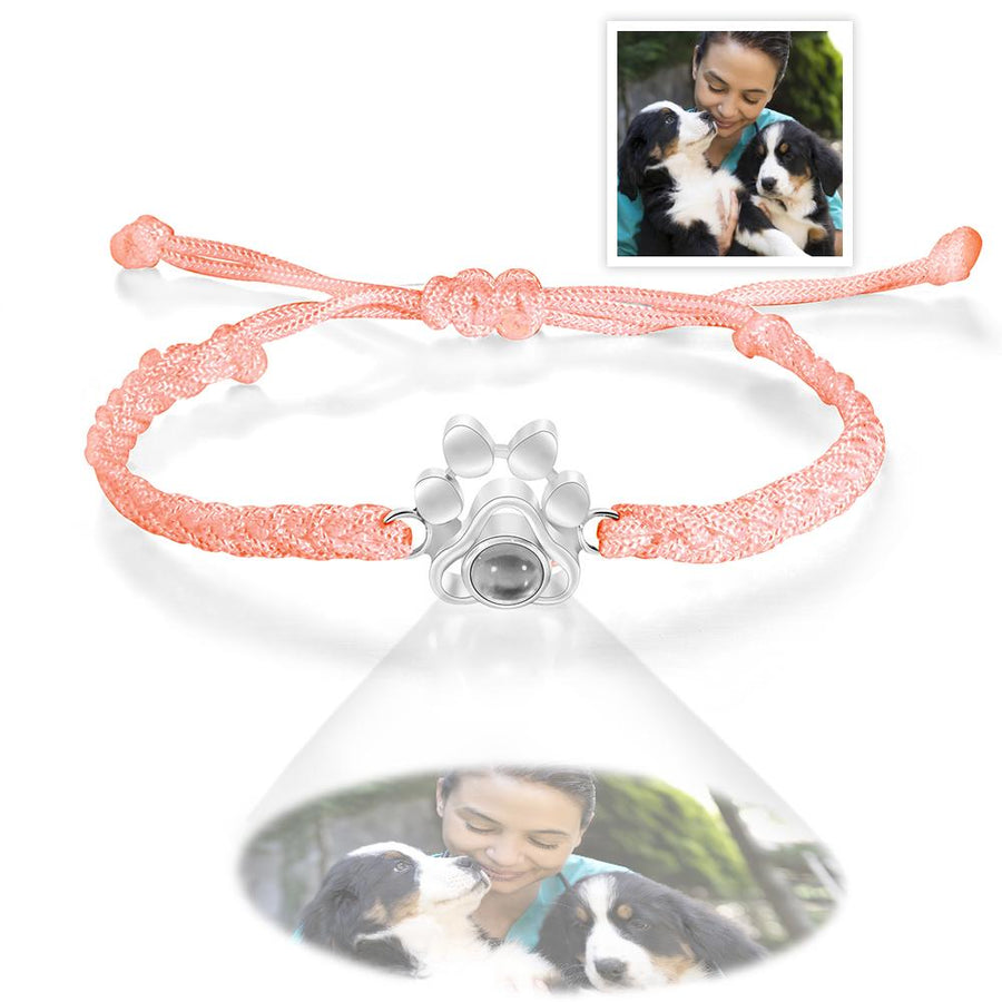Custom Dog Paw Photo Projection Bracelet Braided Rope Bracelet Gift for Pet Lover - Coolpeacock