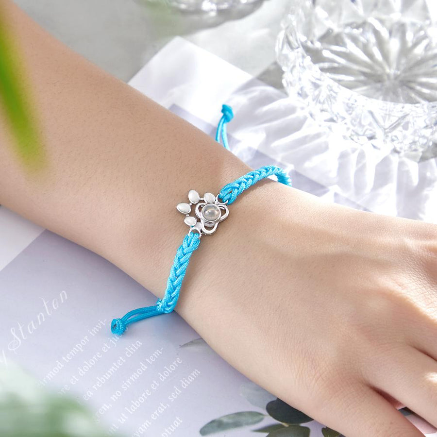 Custom Dog Paw Photo Projection Bracelet Braided Rope Bracelet Gift for Pet Lover - Coolpeacock