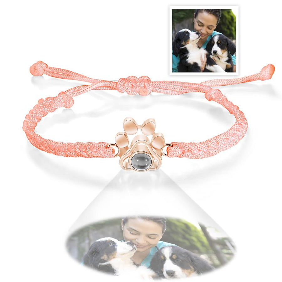 Custom Dog Paw Photo Projection Bracelet Braided Rope Bracelet Gift for Pet Lover - Coolpeacock