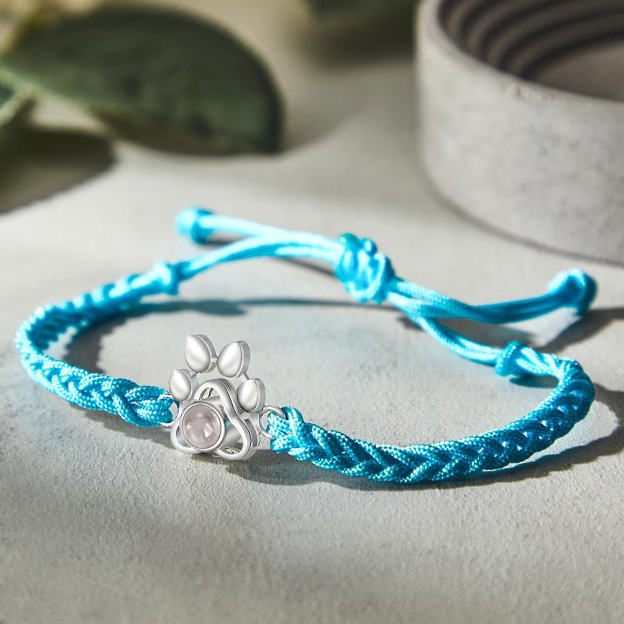 Custom Dog Paw Photo Projection Bracelet Braided Rope Bracelet Gift for Pet Lover - Coolpeacock