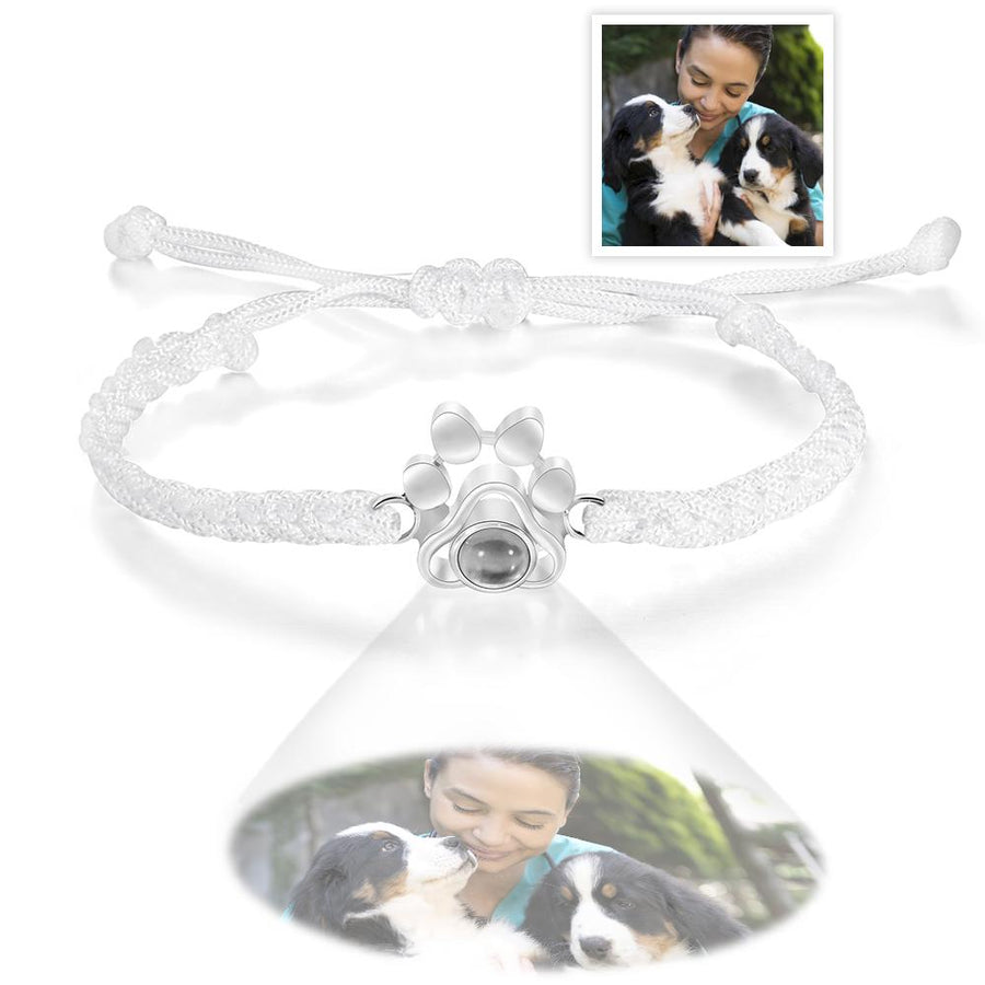 Custom Dog Paw Photo Projection Bracelet Braided Rope Bracelet Gift for Pet Lover - Coolpeacock