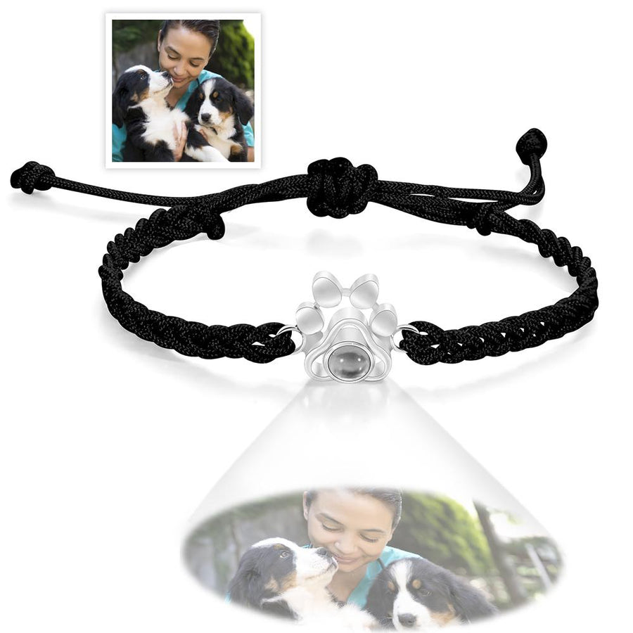 Custom Dog Paw Photo Projection Bracelet Braided Rope Bracelet Gift for Pet Lover - Coolpeacock