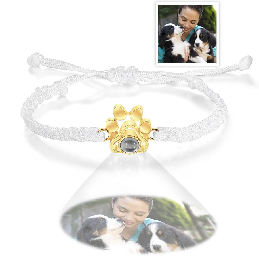 Custom Dog Paw Photo Projection Bracelet Braided Rope Bracelet Gift for Pet Lover - Coolpeacock