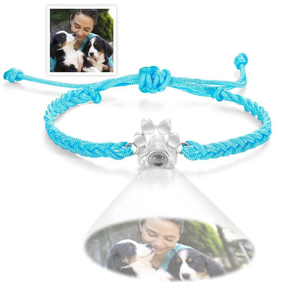 Custom Dog Paw Photo Projection Bracelet Braided Rope Bracelet Gift for Pet Lover - Coolpeacock