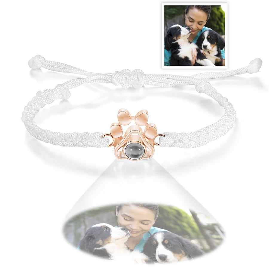 Custom Dog Paw Photo Projection Bracelet Braided Rope Bracelet Gift for Pet Lover - Coolpeacock