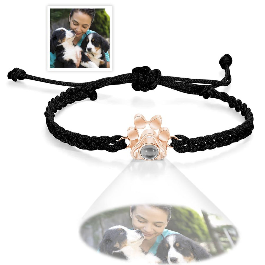 Custom Dog Paw Photo Projection Bracelet Braided Rope Bracelet Gift for Pet Lover - Coolpeacock