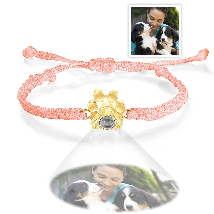 Custom Dog Paw Photo Projection Bracelet Braided Rope Bracelet Gift for Pet Lover - Coolpeacock