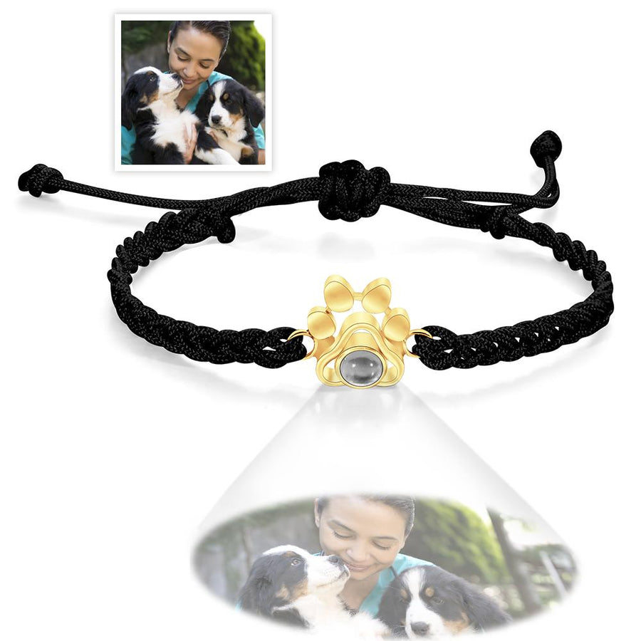Custom Dog Paw Photo Projection Bracelet Braided Rope Bracelet Gift for Pet Lover - Coolpeacock