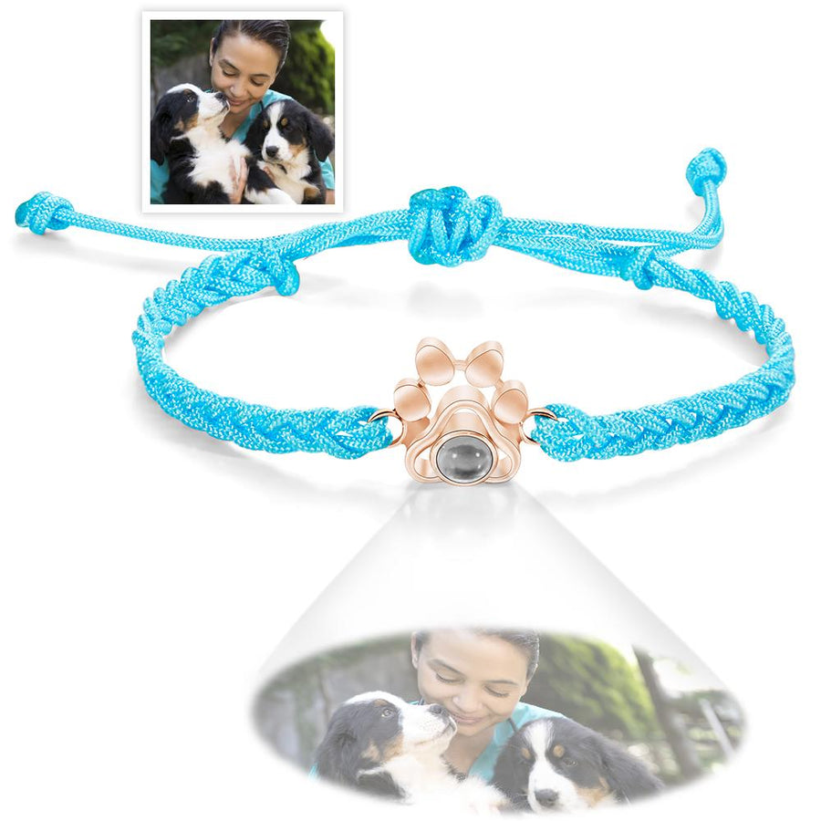 Custom Dog Paw Photo Projection Bracelet Braided Rope Bracelet Gift for Pet Lover - Coolpeacock