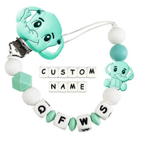 Custom Dummy Chain with Name Personalised Elephant Pacifier Clip for Boys Girls - Coolpeacock