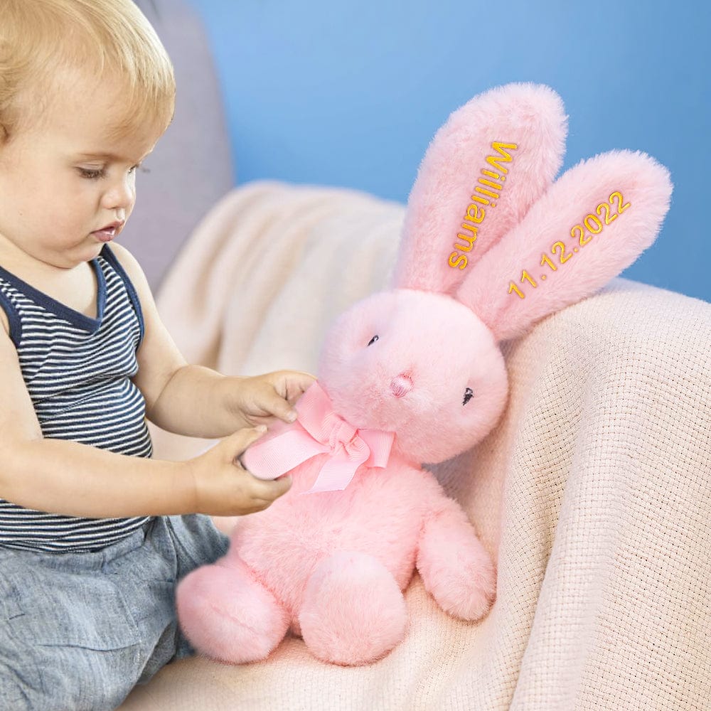 Custom Embroidered Bunny Personalised Long Ears Bunny Rabbit Easter Gift for Baby - Coolpeacock