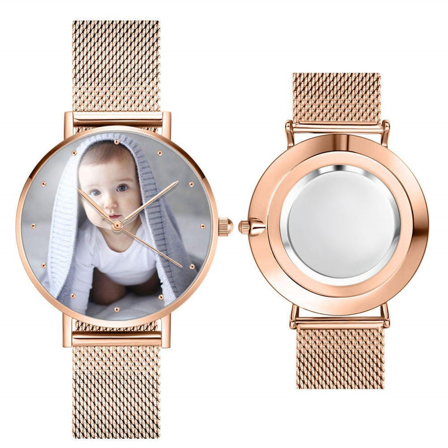 Custom Engraved Alloy Strap Unisex Photo Watch 36mm/40mm - Coolpeacock