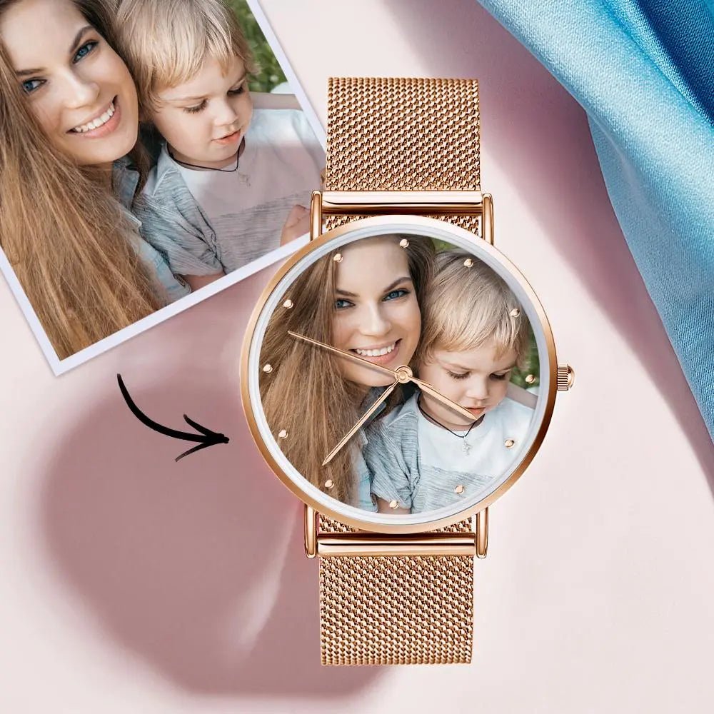 Custom Engraved Alloy Strap Unisex Photo Watch 36mm/40mm - Coolpeacock