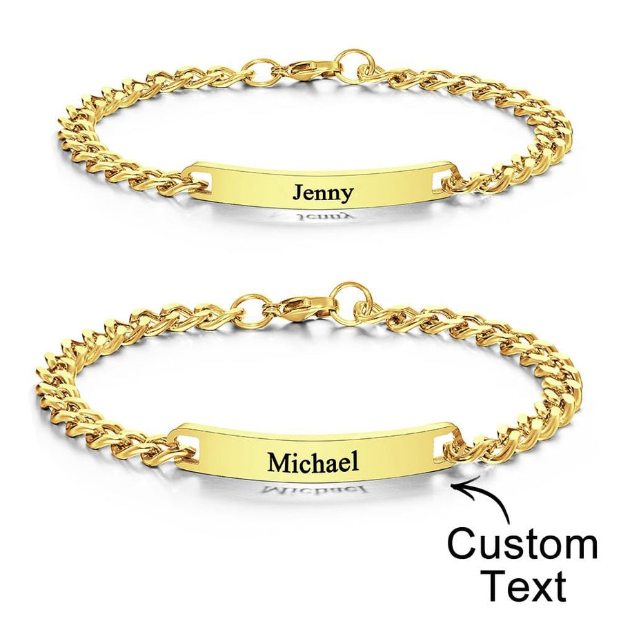 Custom Engraved Bracelet Set Personalized Fashion Bracelet For Couples - Coolpeacock