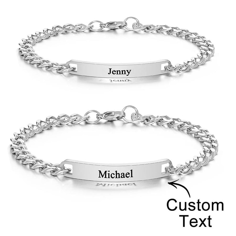 Custom Engraved Bracelet Set Personalized Fashion Bracelet For Couples - Coolpeacock