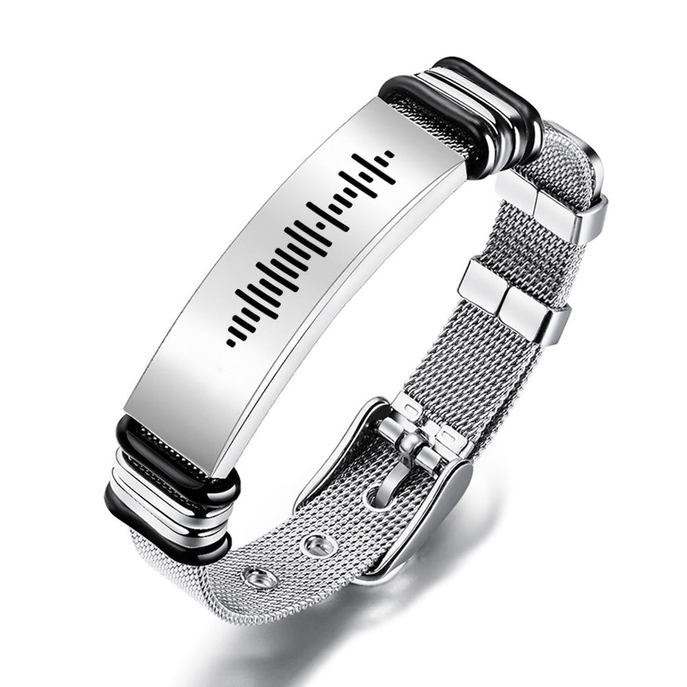 Custom Engraved Scannable Code Music Men Bracelet - Coolpeacock
