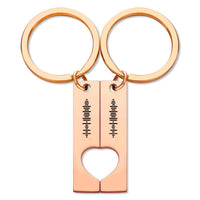 Custom Engraved Stainless Steel Scannable Music Code Couple Keychains - Coolpeacock
