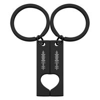Custom Engraved Stainless Steel Scannable Music Code Couple Keychains - Coolpeacock