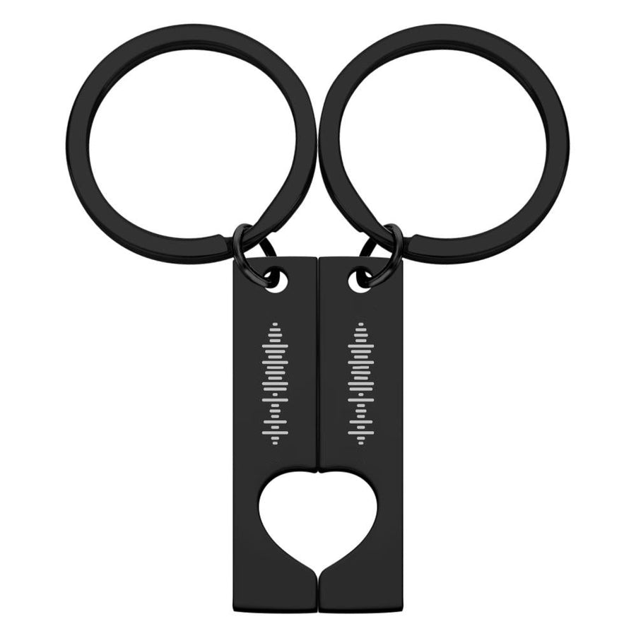 Custom Engraved Stainless Steel Scannable Music Code Couple Keychains - Coolpeacock