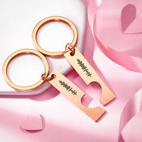 Custom Engraved Stainless Steel Scannable Music Code Couple Keychains - Coolpeacock