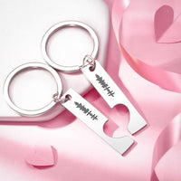 Custom Engraved Stainless Steel Scannable Music Code Couple Keychains - Coolpeacock