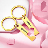 Custom Engraved Stainless Steel Scannable Music Code Couple Keychains - Coolpeacock