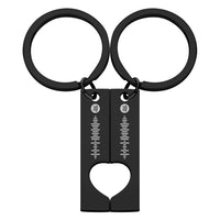 Custom Engraved Stainless Steel Scannable Music Code Couple Keychains - Coolpeacock