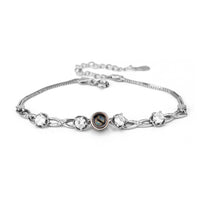 Custom Flower Photo Projection Bracelet 925 Sterling Silver - Coolpeacock