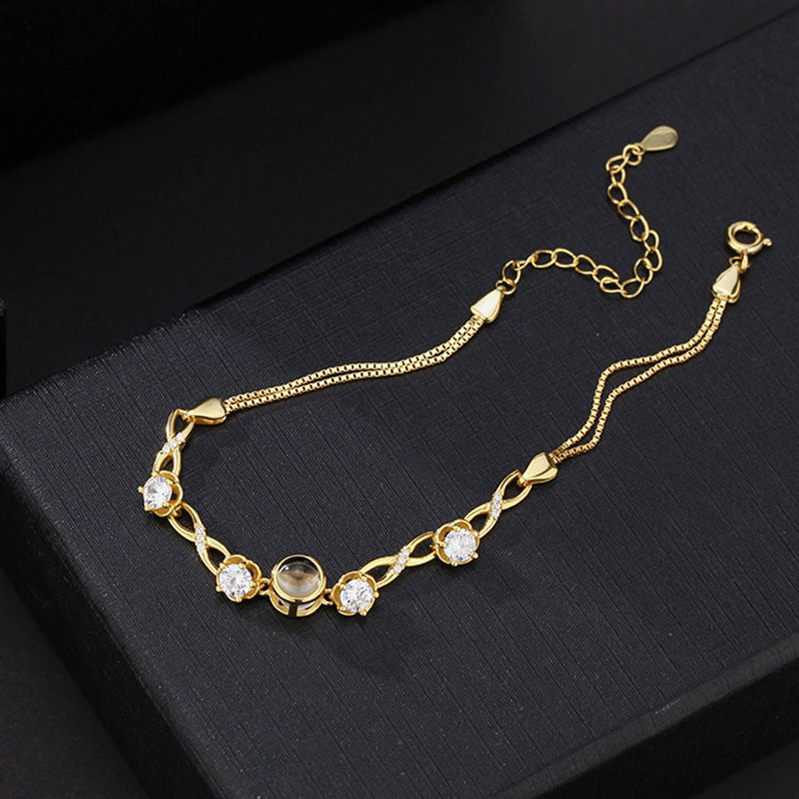 Custom Flower Photo Projection Bracelet 925 Sterling Silver - Coolpeacock