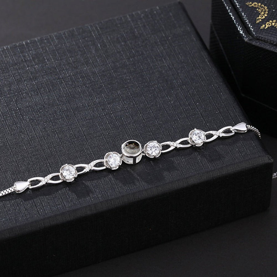 Custom Flower Photo Projection Bracelet 925 Sterling Silver - Coolpeacock