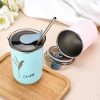 Custom Name Birth Flower Straw Coffee Cup 12oz/350ml - Personalized and Stylish - Coolpeacock