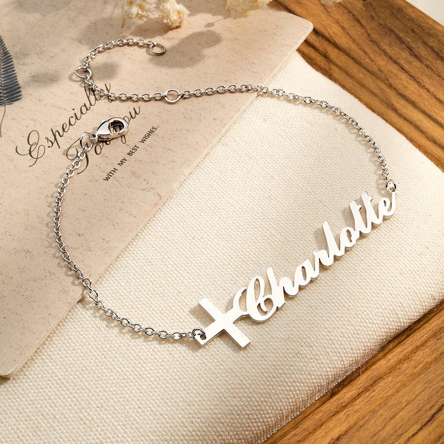 Custom Name Cross Bracelet | Personalized Jewelry for Unique Style - Coolpeacock