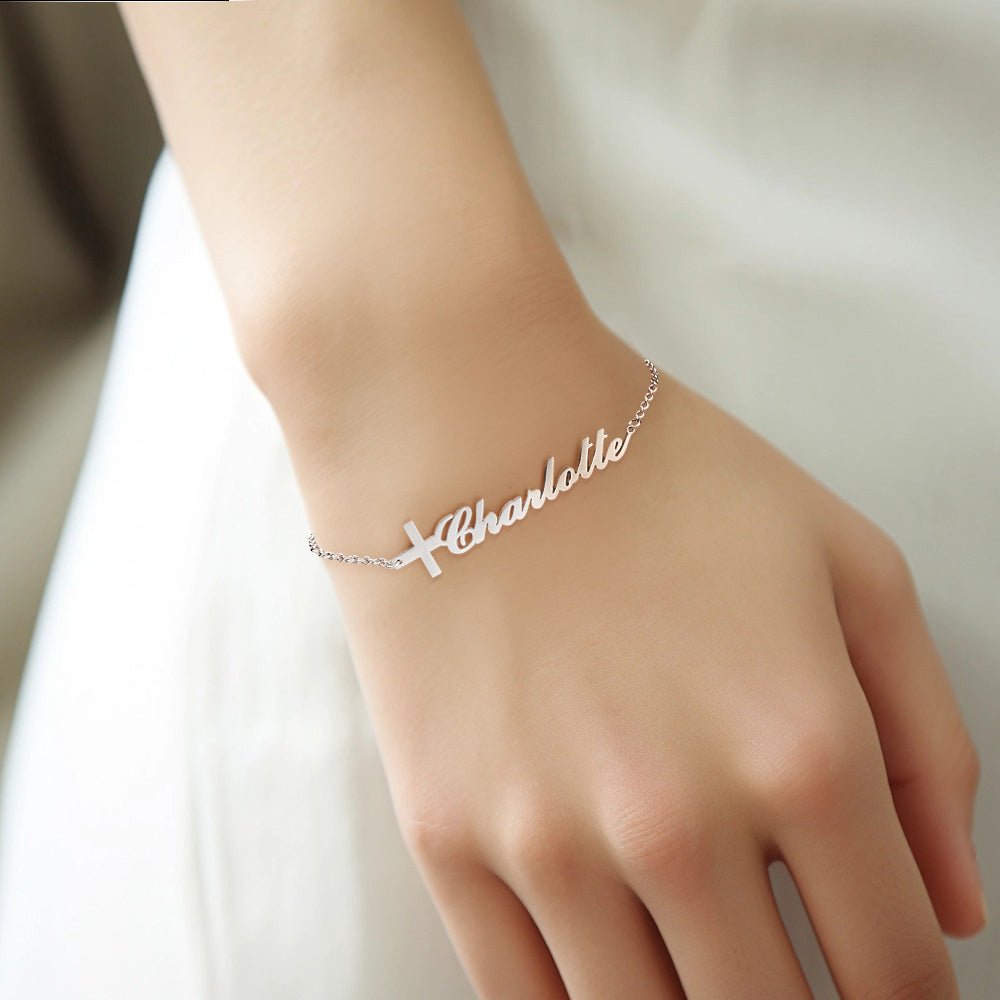 Custom Name Cross Bracelet | Personalized Jewelry for Unique Style - Coolpeacock