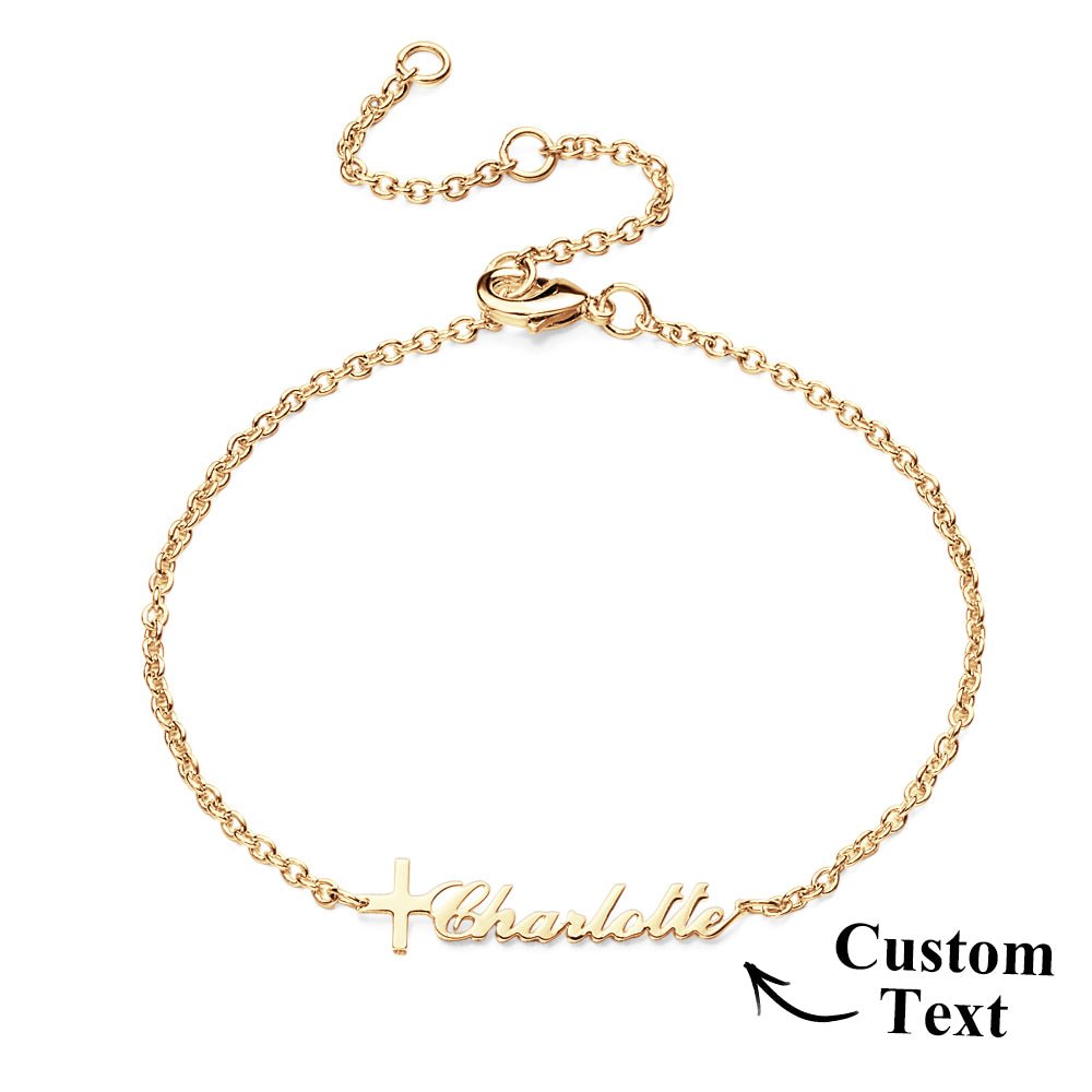 Custom Name Cross Bracelet | Personalized Jewelry for Unique Style - Coolpeacock