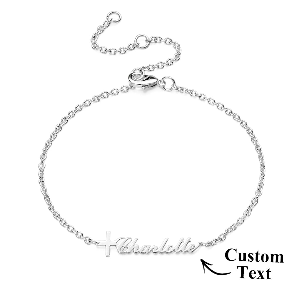 Custom Name Cross Bracelet | Personalized Jewelry for Unique Style - Coolpeacock
