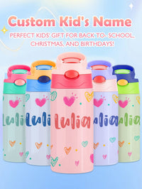 Custom Name Heart Stainless Steel Water Cup Children's Day Gift for Kids - Coolpeacock