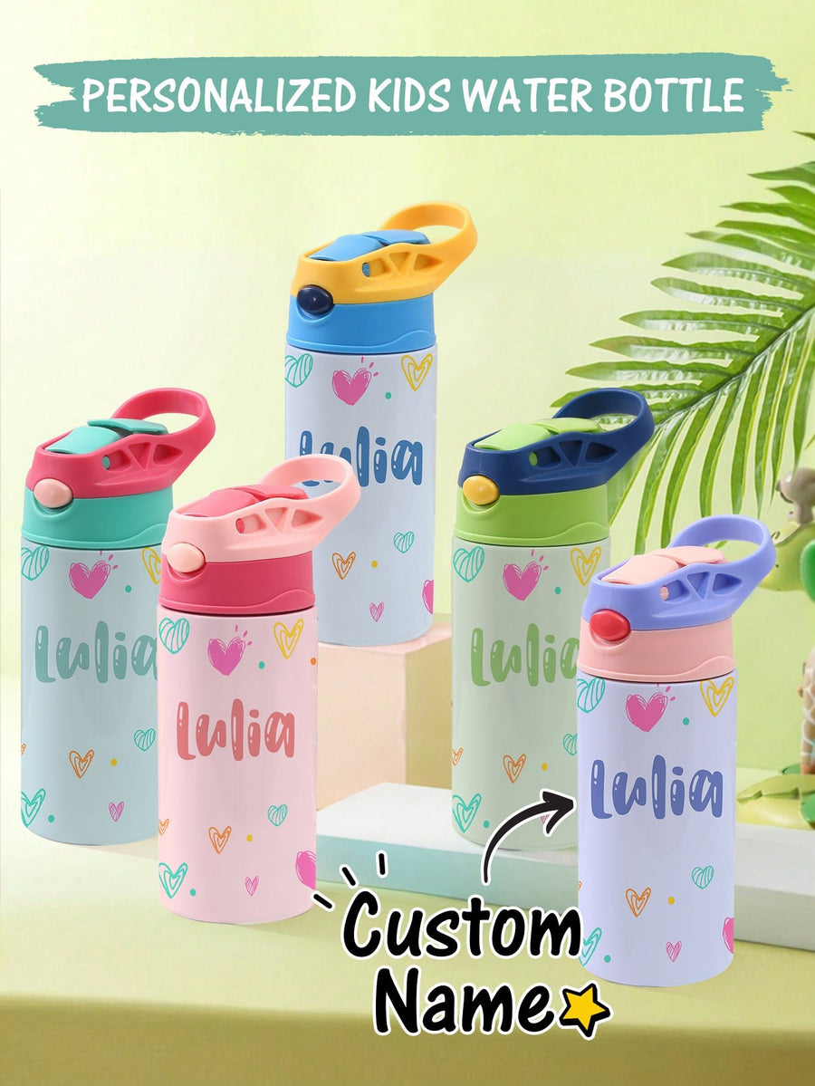 Custom Name Heart Stainless Steel Water Cup Children's Day Gift for Kids - Coolpeacock