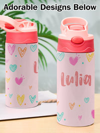 Custom Name Heart Stainless Steel Water Cup Children's Day Gift for Kids - Coolpeacock