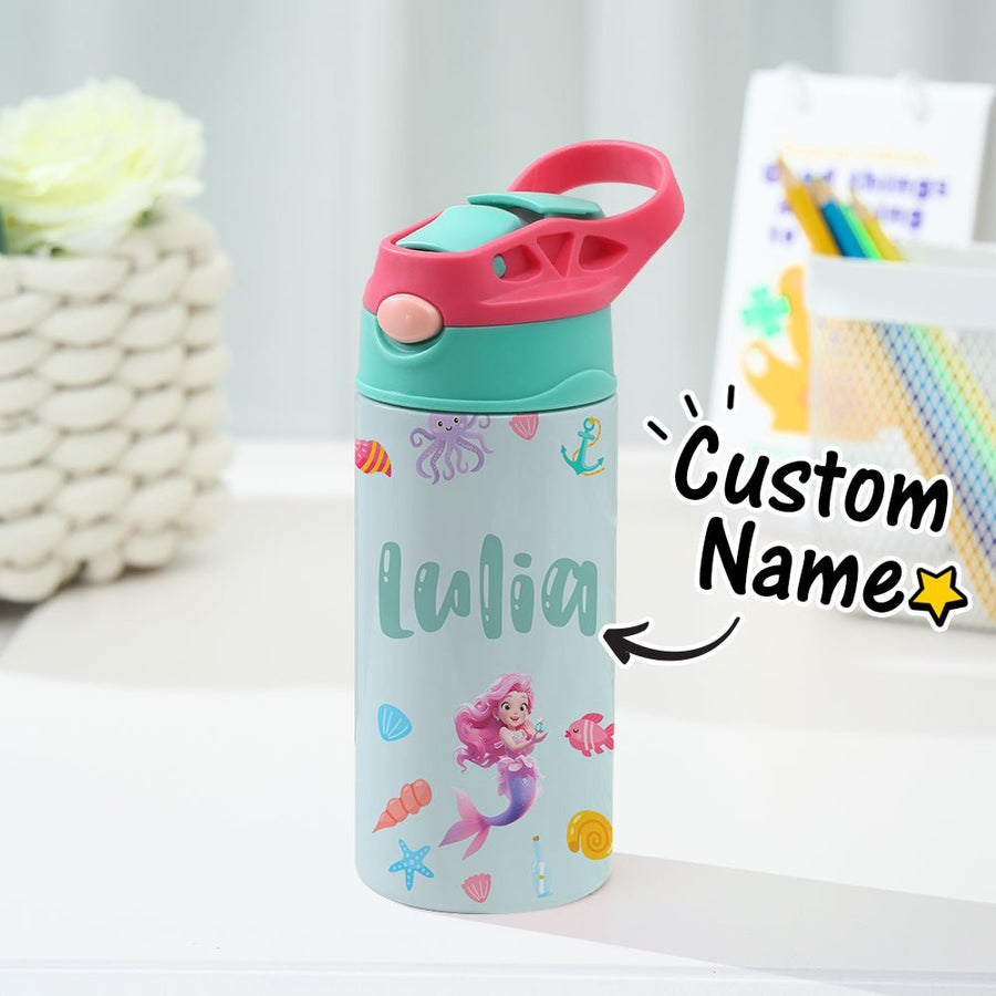Custom Name Mermaid Stainless Steel Water Cup Children's Day Gift for Kids - Coolpeacock