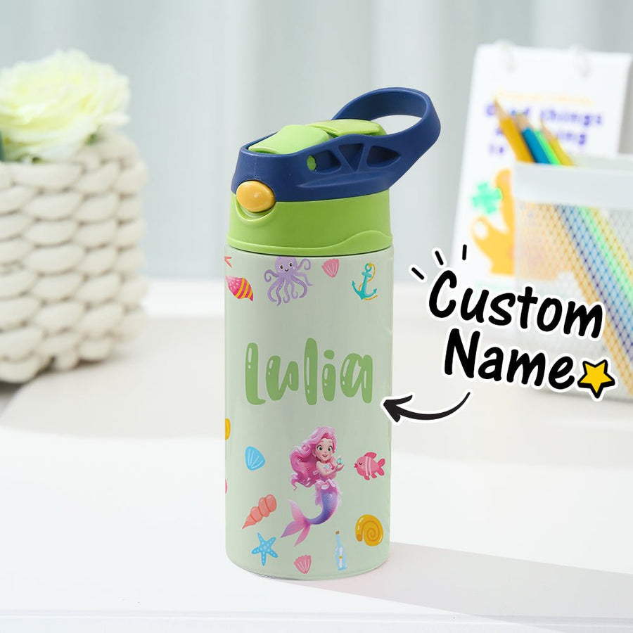 Custom Name Mermaid Stainless Steel Water Cup Children's Day Gift for Kids - Coolpeacock