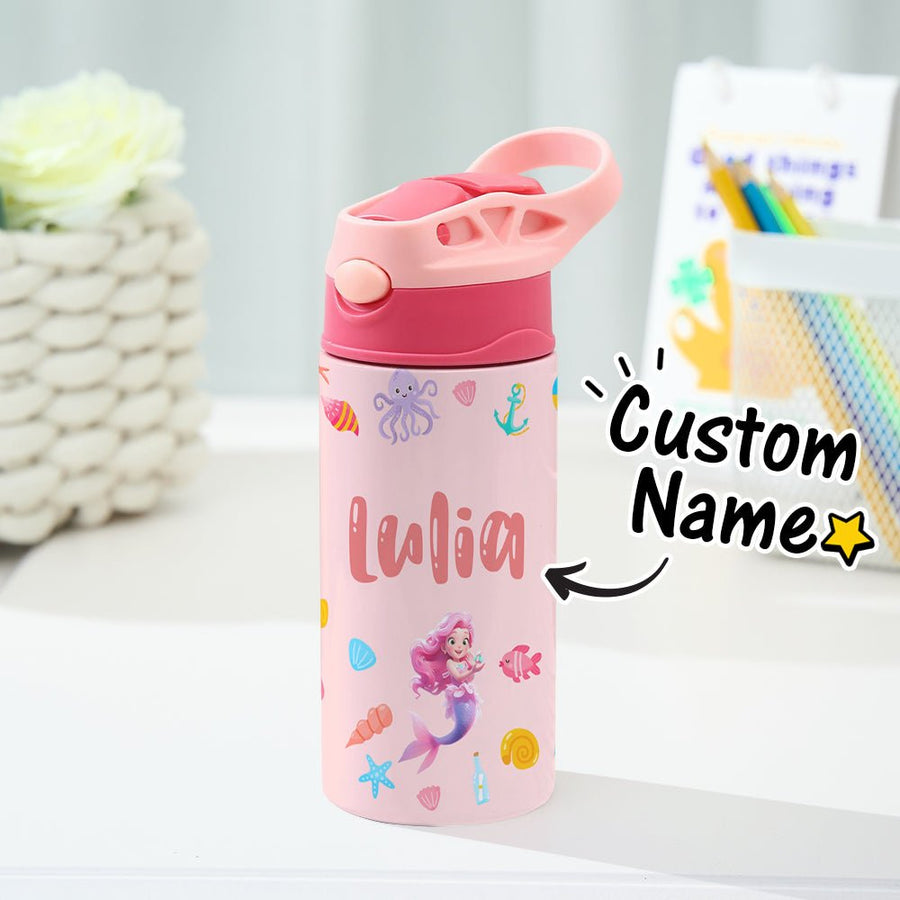 Custom Name Mermaid Stainless Steel Water Cup Children's Day Gift for Kids - Coolpeacock