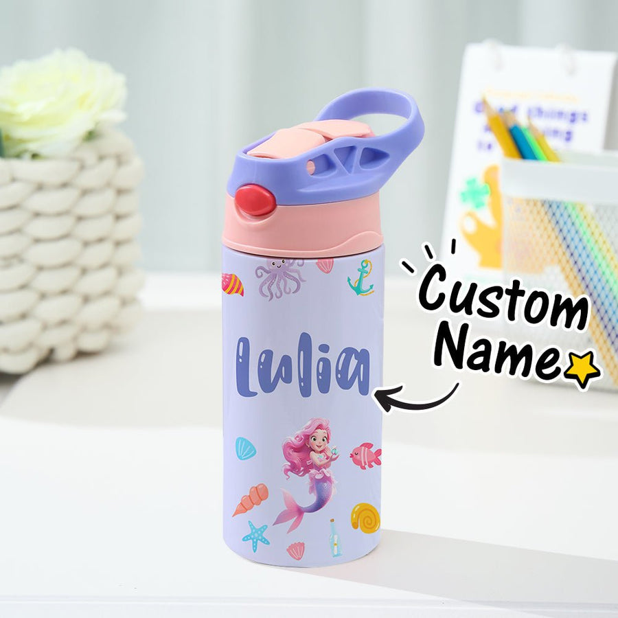 Custom Name Mermaid Stainless Steel Water Cup Children's Day Gift for Kids - Coolpeacock