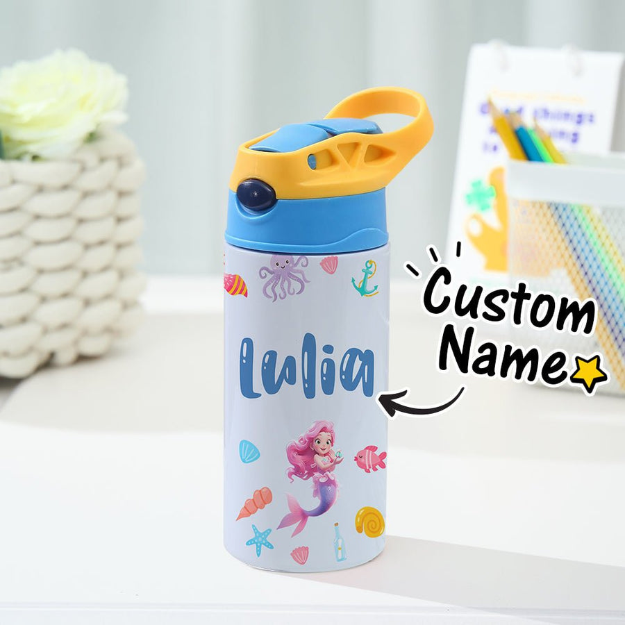 Custom Name Mermaid Stainless Steel Water Cup Children's Day Gift for Kids - Coolpeacock
