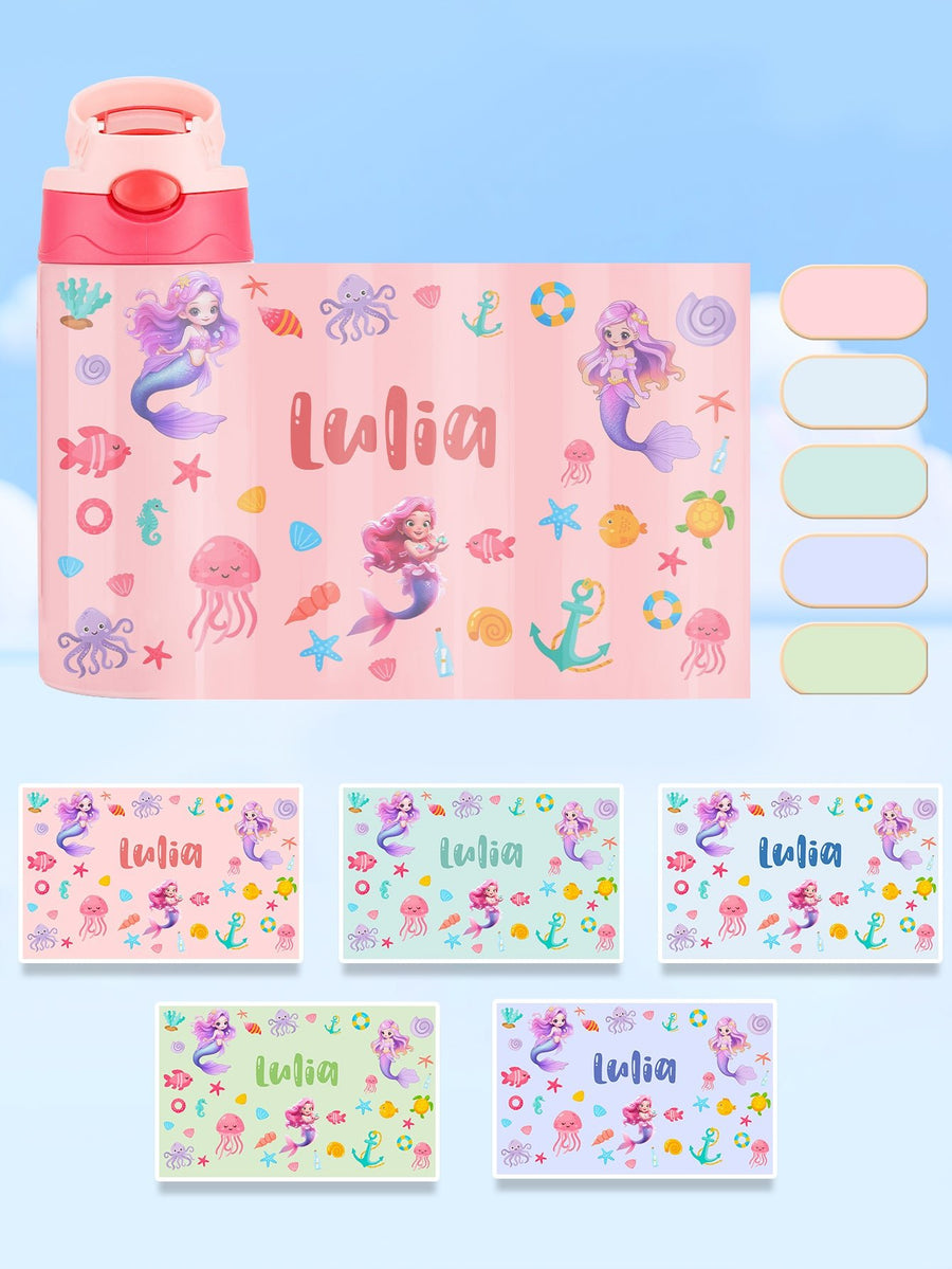 Custom Name Mermaid Stainless Steel Water Cup Children's Day Gift for Kids - Coolpeacock