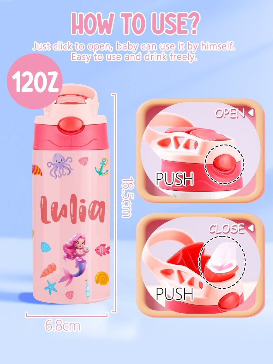 Custom Name Mermaid Stainless Steel Water Cup Children's Day Gift for Kids - Coolpeacock