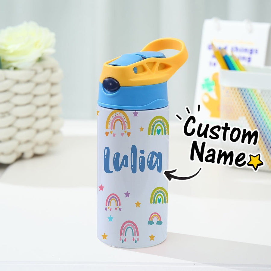 Custom Name Rainbow Stainless Steel Water Cup Children's Day Gift for Kids - Coolpeacock