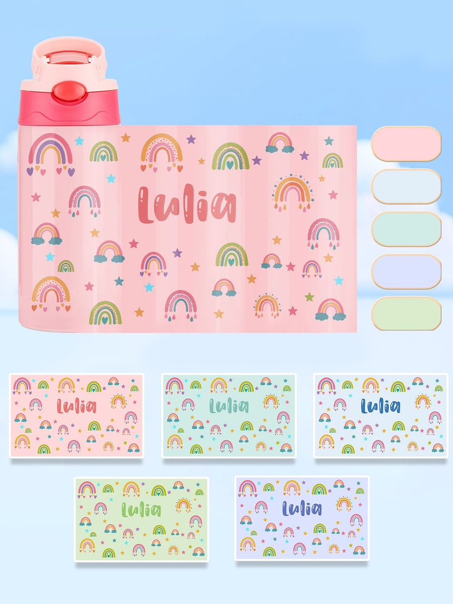 Custom Name Rainbow Stainless Steel Water Cup Children's Day Gift for Kids - Coolpeacock