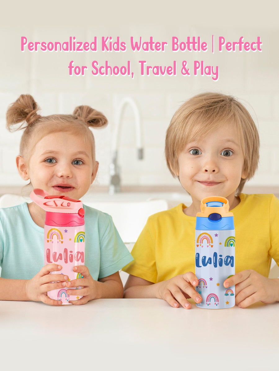 Custom Name Rainbow Stainless Steel Water Cup Children's Day Gift for Kids - Coolpeacock